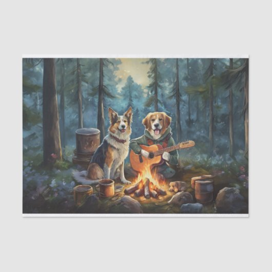 Storybook Campfire Hunde, Musik im Freien Seidenpapier (Vorderseite)