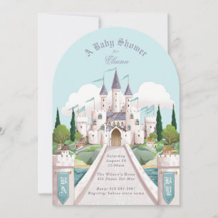 Storybook Castle Illustriert Blue Baby Dusche Einladung