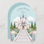 Storybook Castle Illustriert Blue Baby Dusche Einladung (Vorne/Hinten)