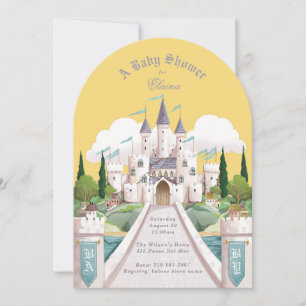 Storybook Castle Illustriert Yellow Baby Shower Einladung