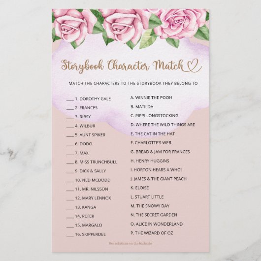 Storybook Character Match Bear Girl Baby Showe (Vorderseite)