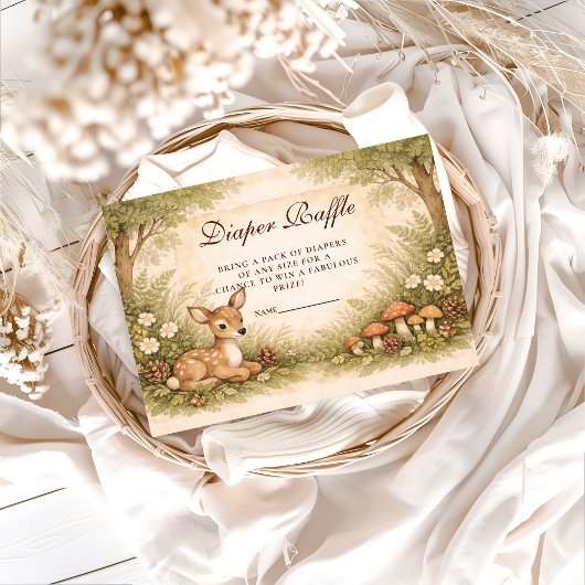 Storybook Deer Baby Diapper Raffle Begleitkarte
