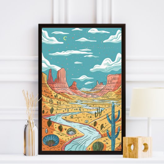 Storybook Desert Canyon Illustration Fotodruck