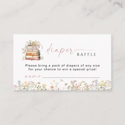 Storybook Diaper Raffeln Beilage Girl Floral Begleitkarte (Vorderseite)