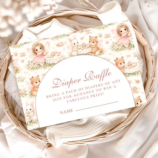 Storybook Fairy Baby Shower Diapper Raffle Begleitkarte