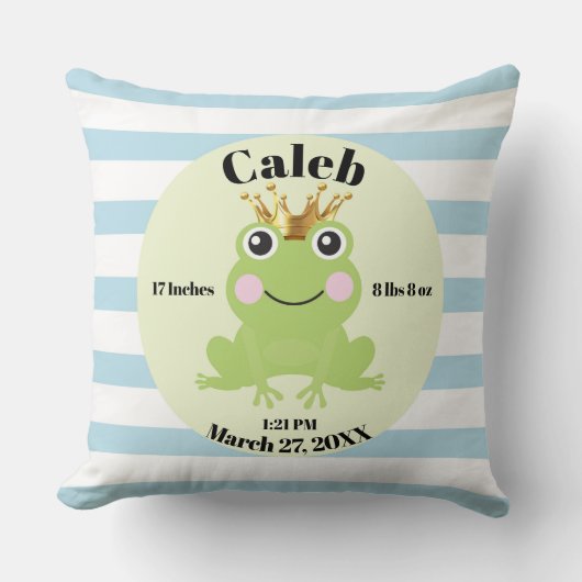 Storybook Fairy Tale Frog Prince Blue Birth Gesche Kissen (Vorderseite)