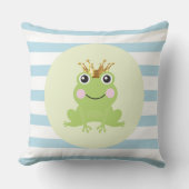 Storybook Fairy Tale Frog Prince Blue Stripes Kissen (Vorderseite)