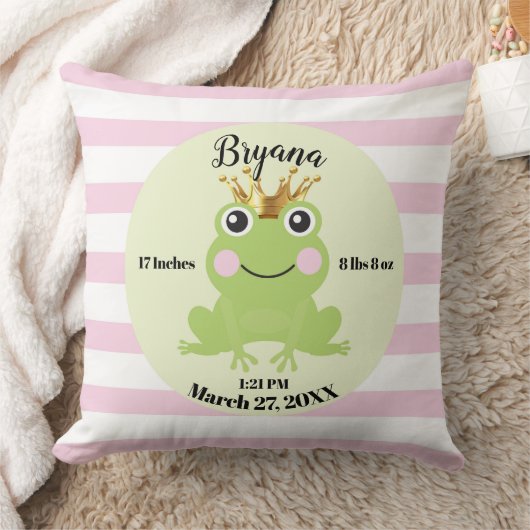 Storybook Fairy Tale Frog Prinz Pink Birth Geschen Kissen (Decke)
