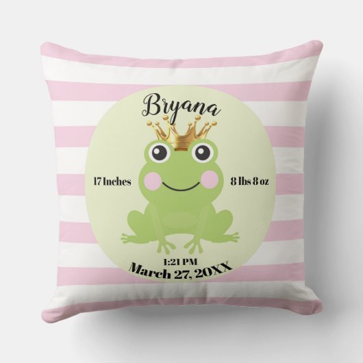Storybook Fairy Tale Frog Prinz Pink Birth Geschen Kissen (Rückseite)