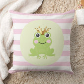 Storybook Fairy Tale Frog Prinz Pink Streifen Kissen (Decke)