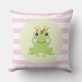 Storybook Fairy Tale Frog Prinz Pink Streifen Kissen