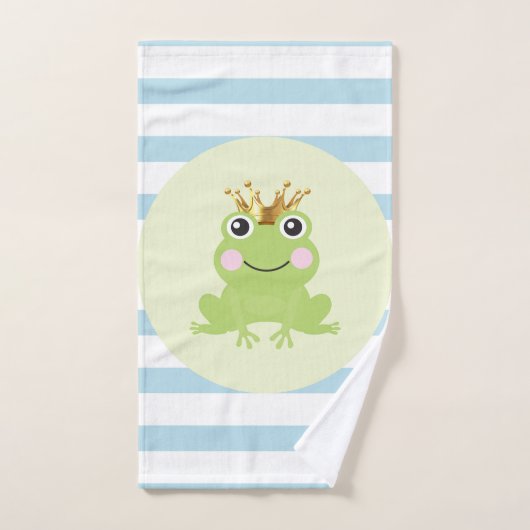 Storybook Fairy tale Frosch Prince Blue Stripes Badhandtuch Set (Handtuch)