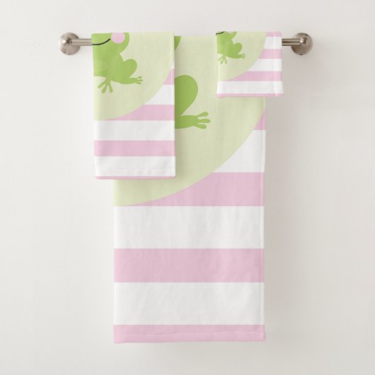 Storybook Fairy tale Frosch Prinz Pink Streifen Badhandtuch Set (Insitu)