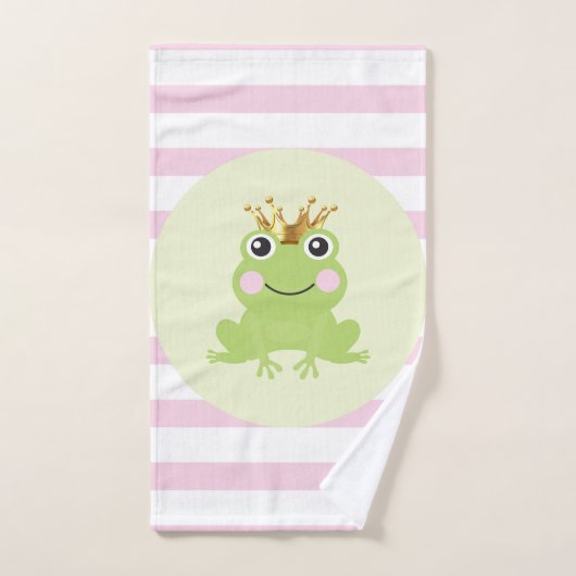 Storybook Fairy tale Frosch Prinz Pink Streifen Badhandtuch Set (Handtuch)