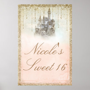Storybook Fairy Tale Princess Burg Glitzer Poster