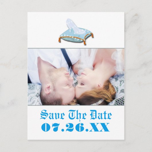 Storybook Fairy Tale Wedding Foto Save the Date Ankündigungspostkarte (Vorderseite)