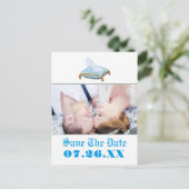 Storybook Fairy Tale Wedding Foto Save the Date Ankündigungspostkarte (Stehend Vorderseite)