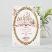 Storybook Fairytale Prinzessin und Knights Geburts Einladung (Stehend Vorderseite)