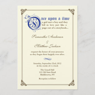 Storybook Fairytale Wedding Einladung - Royal Blue