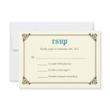 Storybook Fairytale Wedding RSVP Card - Aquamarin