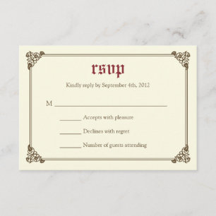 Storybook Fairytale Wedding RSVP Card - Burgund Karte