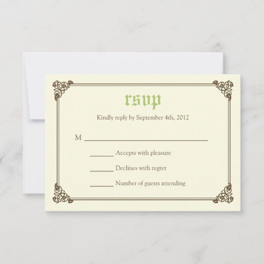 Storybook Fairytale Wedding RSVP Card - Green (Vorderseite)