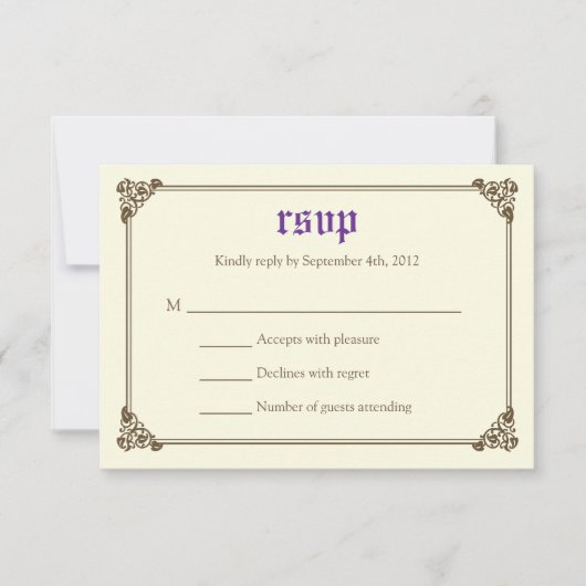 Storybook Fairytale Wedding RSVP Card - Lila (Vorderseite)