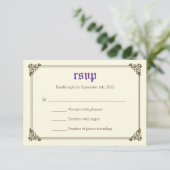 Storybook Fairytale Wedding RSVP Card - Lila (Stehend Vorderseite)