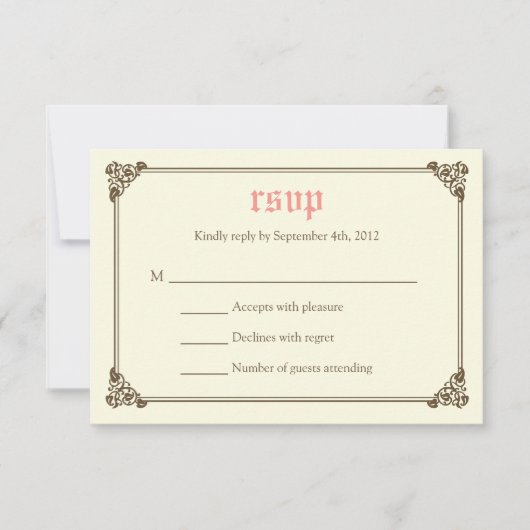 Storybook Fairytale Wedding RSVP Card - Rosa (Vorderseite)
