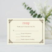 Storybook Fairytale Wedding RSVP Card - Rosa Karte (Stehend Vorderseite)