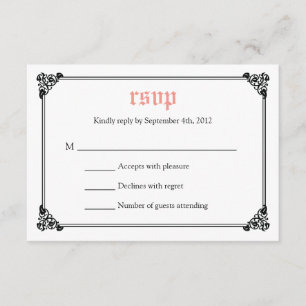 Storybook Fairytale Wedding RSVP Card - Rosa/Schwa Karte