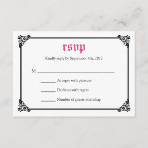 Storybook Fairytale Wedding RSVP Card - Rosa/Schwa Karte