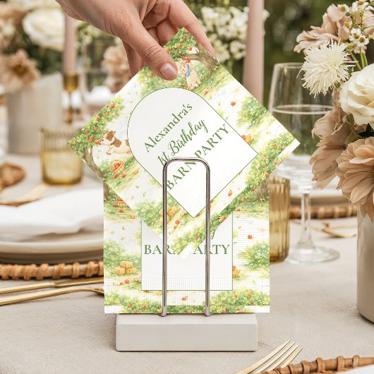 Storybook Farm Animals First Birthday Serviette