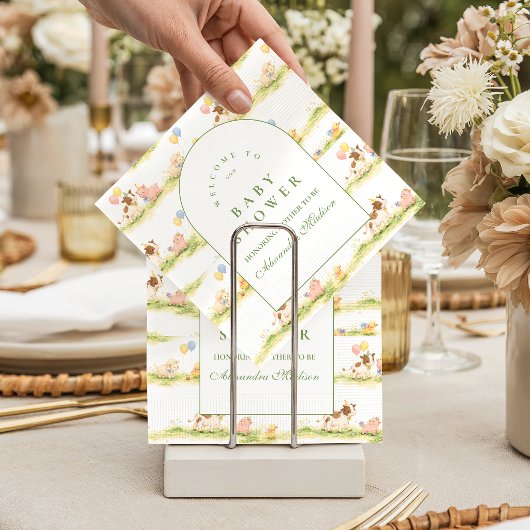 Storybook Farm Animals Pastel Baby Shower Serviette