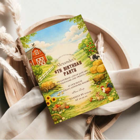 Storybook Farmyard Adventure Birthday Einladung