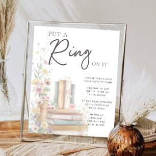 Storybook Floral Boho "Put a Ring on It" Bridal Poster