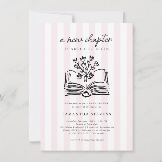 Storybook Floral Ein neues Kapitel beginnt mit Bab Einladung (Vorderseite)
