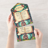 Storybook Forest Woodland Castle Fairytale Wedding All In One Einladung (Abreißen)