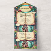 Storybook Forest Woodland Castle Fairytale Wedding All In One Einladung (Innen Boden)