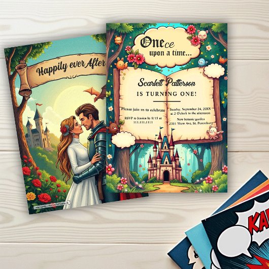 Storybook Forest Woodland Fairytale 1st Birthday Einladung