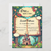 Storybook Forest Woodland Fairytale 1st Birthday Einladung (Vorderseite)