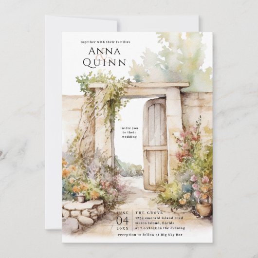 Storybook Garden Villa Wedding Einladung (Vorderseite)