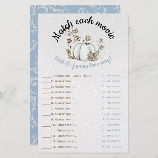 Storybook Gold White Pumpkin Bridal Match Game (Vorne/Hinten)