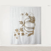 Storybook Gold White Pumpkin Fairy Tale Banner Wandteppich (Vorderseite)