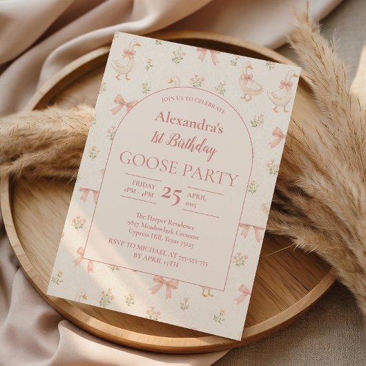 Storybook Goose 1st Birthday Einladung