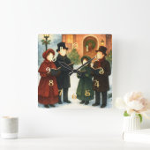 Storybook Illustration Faceless Weihnachtslieder Quadratische Wanduhr (Zuhause)