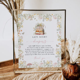 Storybook Late Night Diapers Game Sign Wildblume Poster
