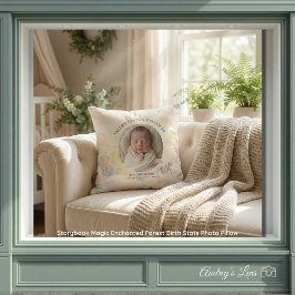 Storybook Magic Enchanted Birth Stats Photo Pillow Kissen