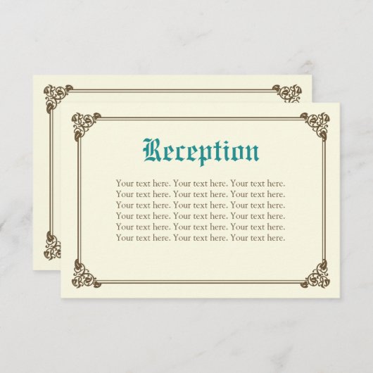 Storybook Mairytale Wedding Insert Card - Aquamari (Vorne/Hinten)