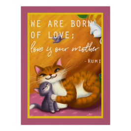 Storybook Mama und Baby Katzen Poster